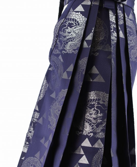 男性用袴単品レンタル(成人式・結婚式・卒業式)花紫・銀の鱗文様と龍[身長180cm対応]No.214